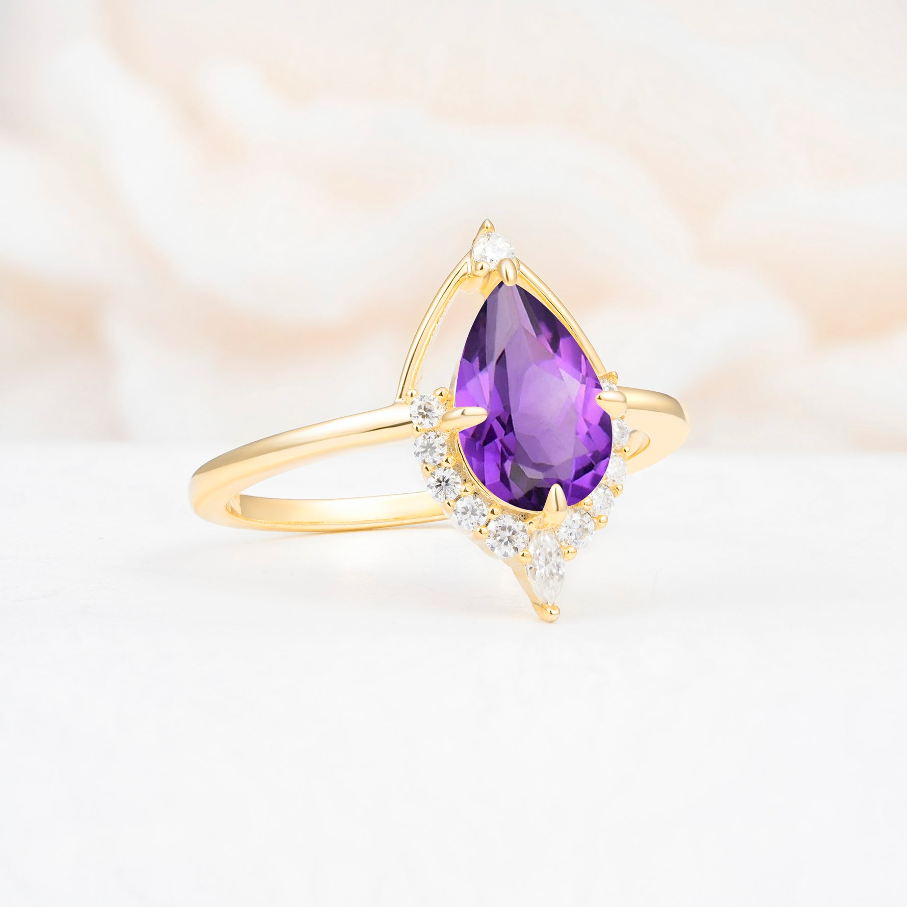 ML07057 Amethyst Ring - White-Gold
