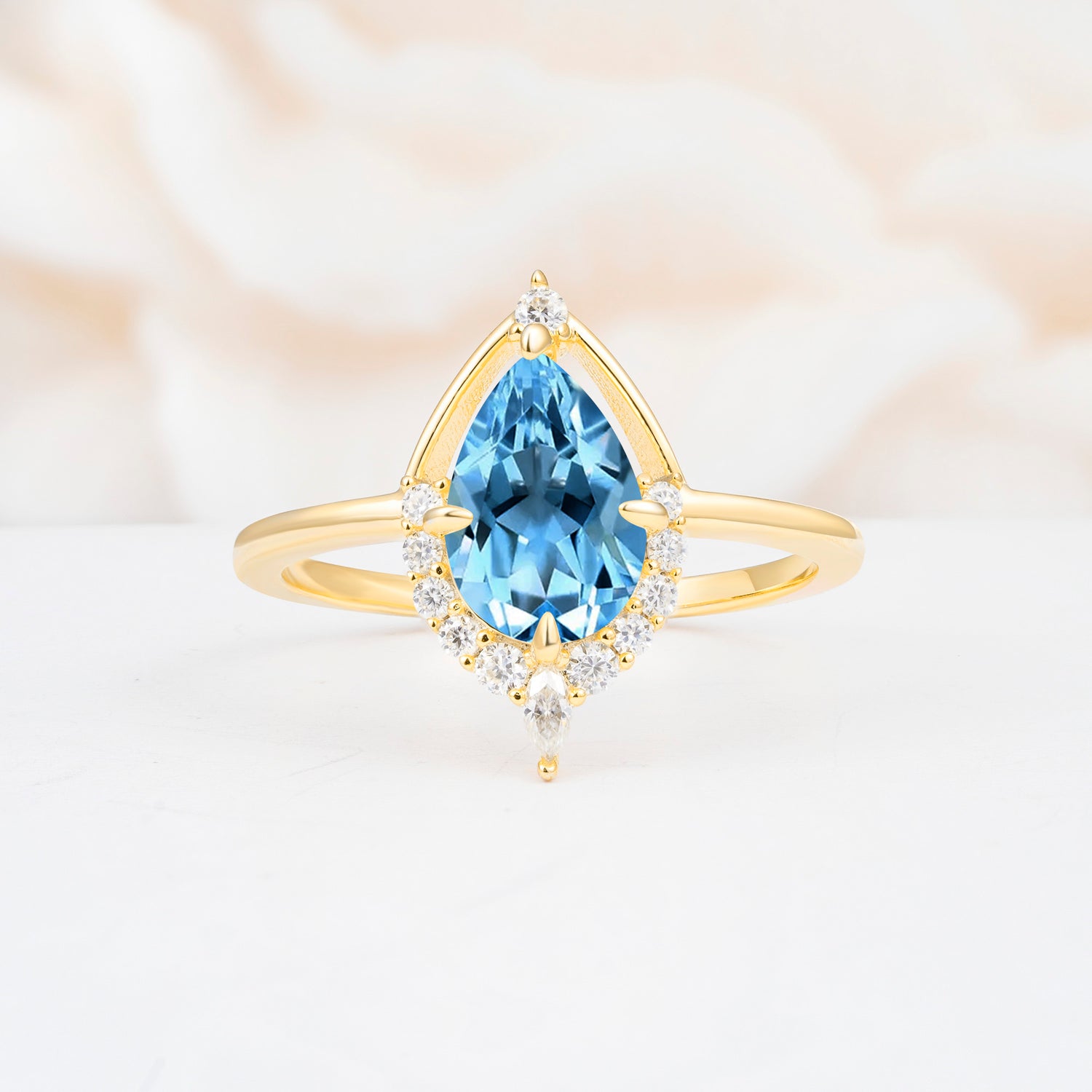 ML07057 Aquamarine Ring - Yellow-Gold