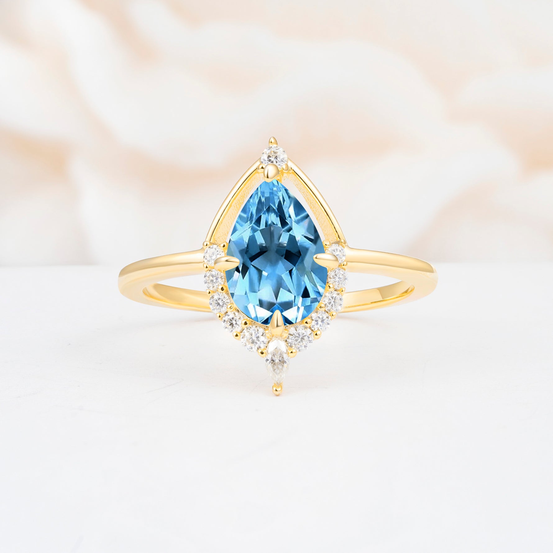 ML07057 Aquamarine Ring - Yellow-Gold