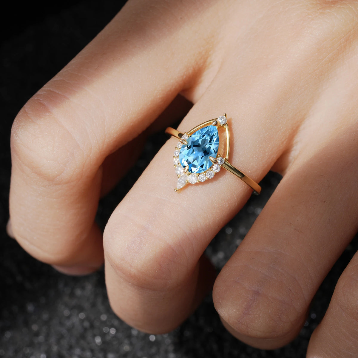 ML07057 Aquamarine Ring - Rose-Gold