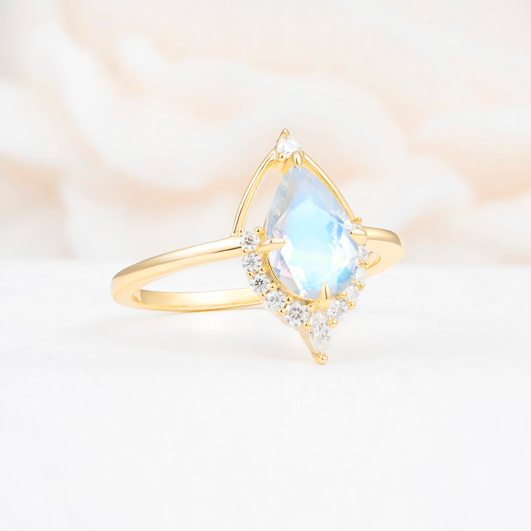 ML07057 Moonstone Ring - White-Gold