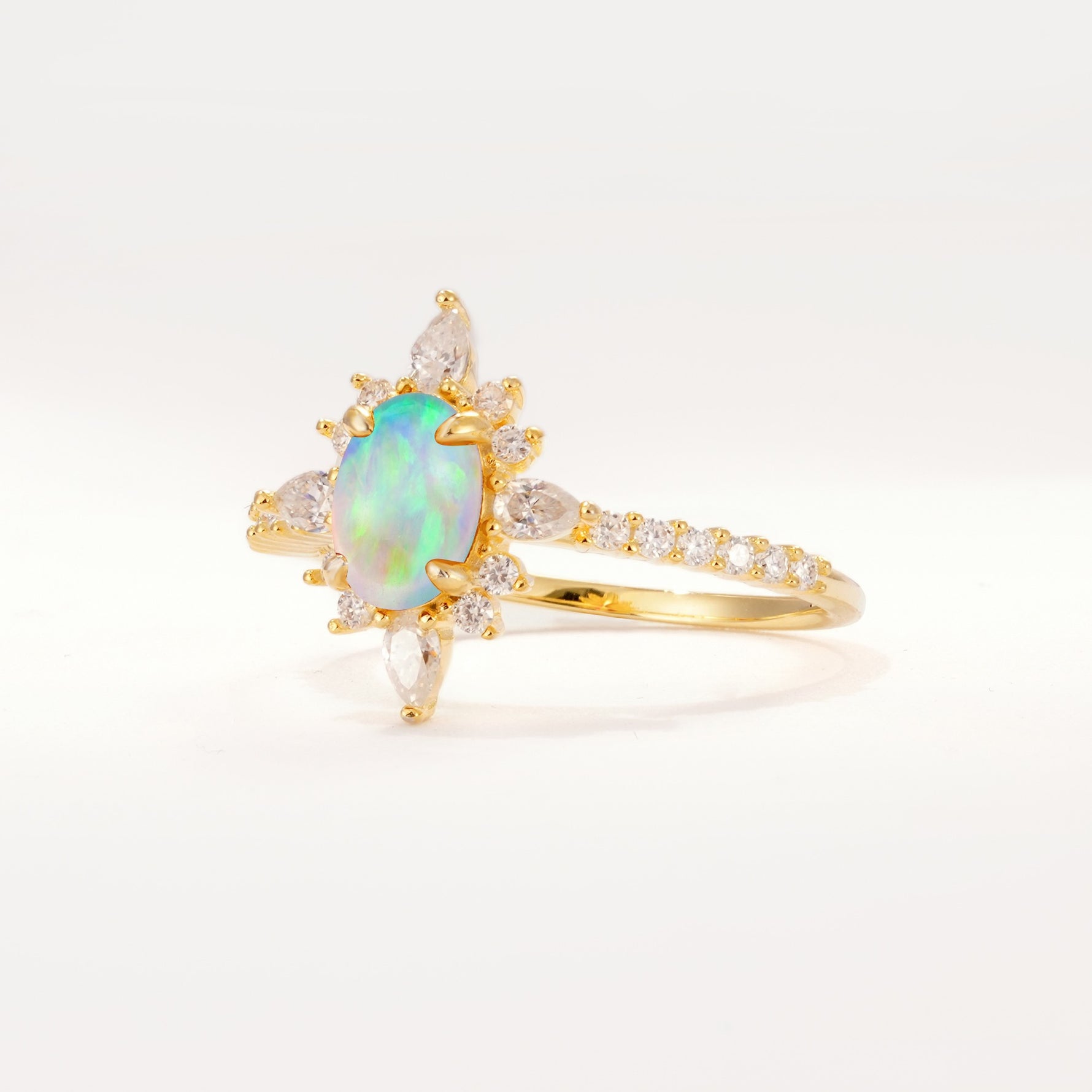 ML07058 Fire Opal Ring - White-Gold