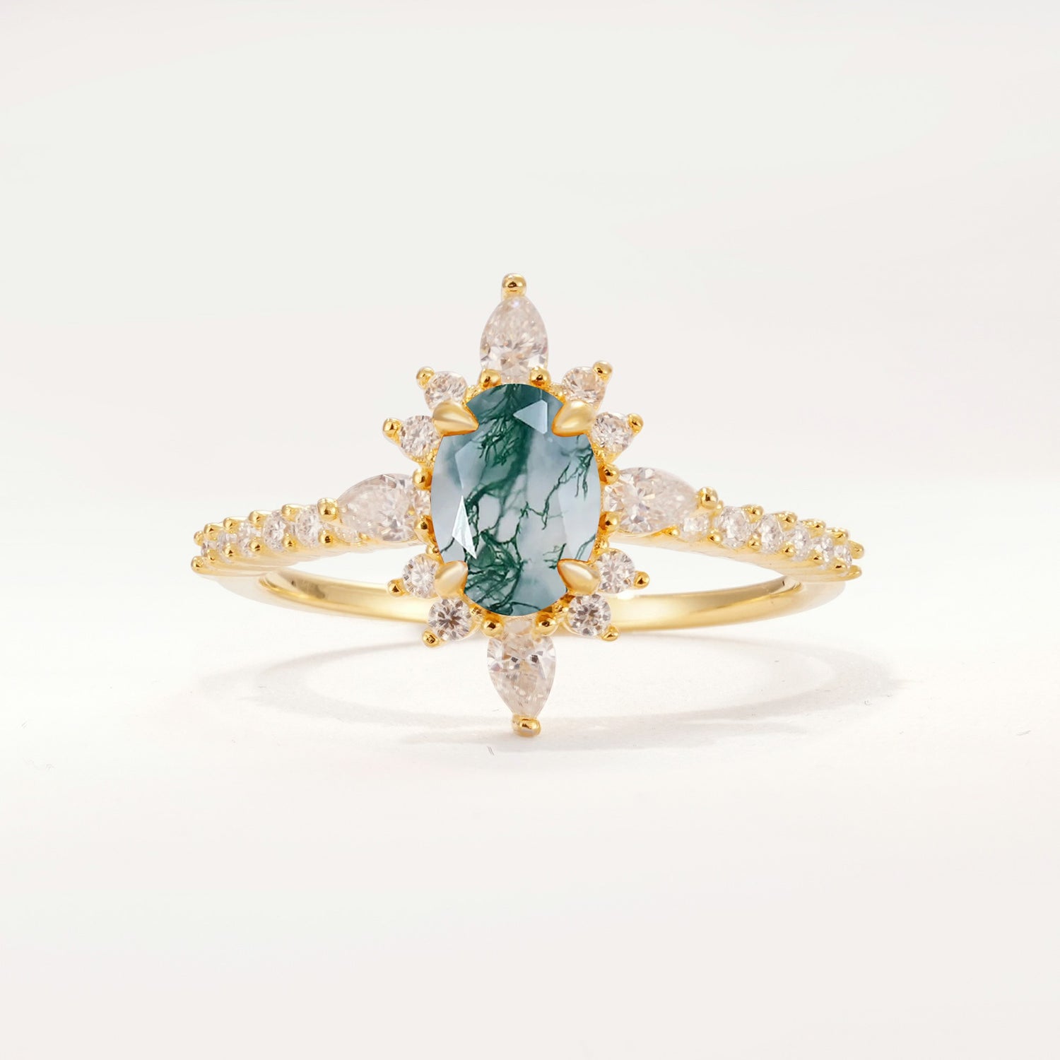 ML07058 Moss Agate Ring - Yellow-Gold