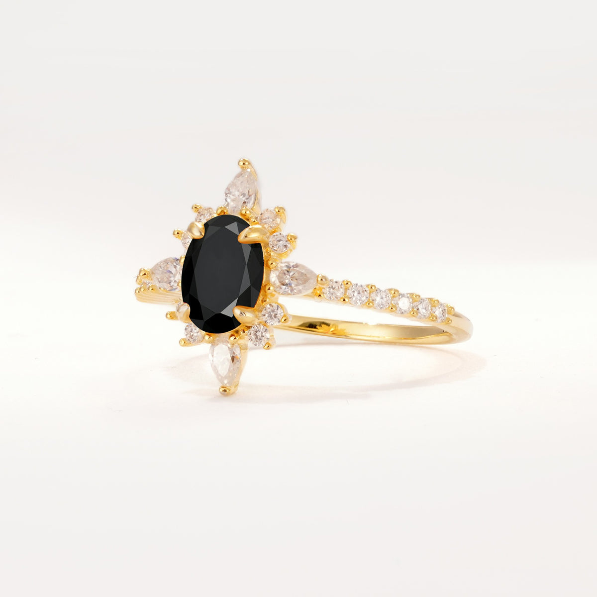 ML07058 Black Onyx Ring - White-Gold