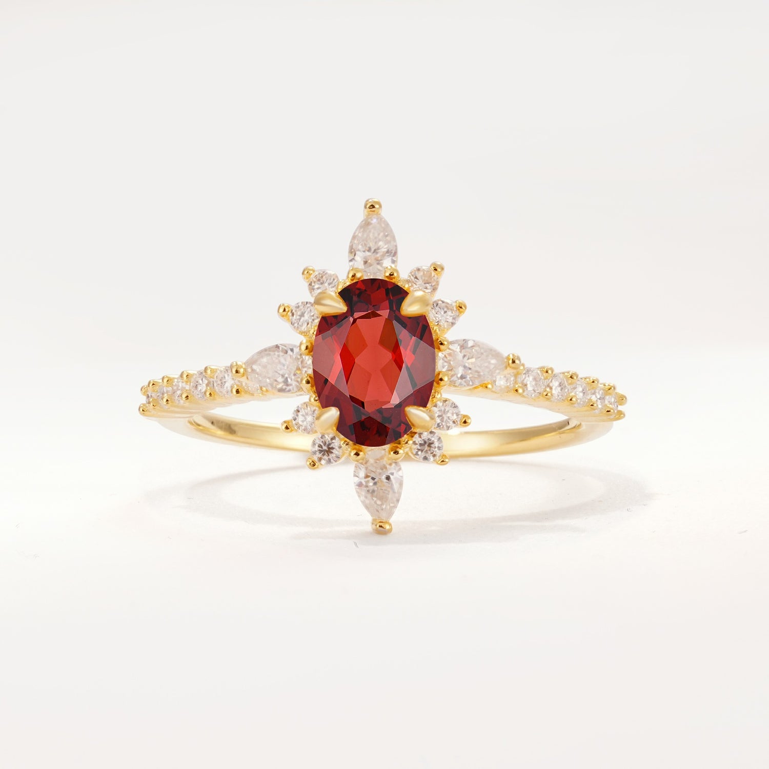 ML07058 Garnet Ring - Yellow-Gold
