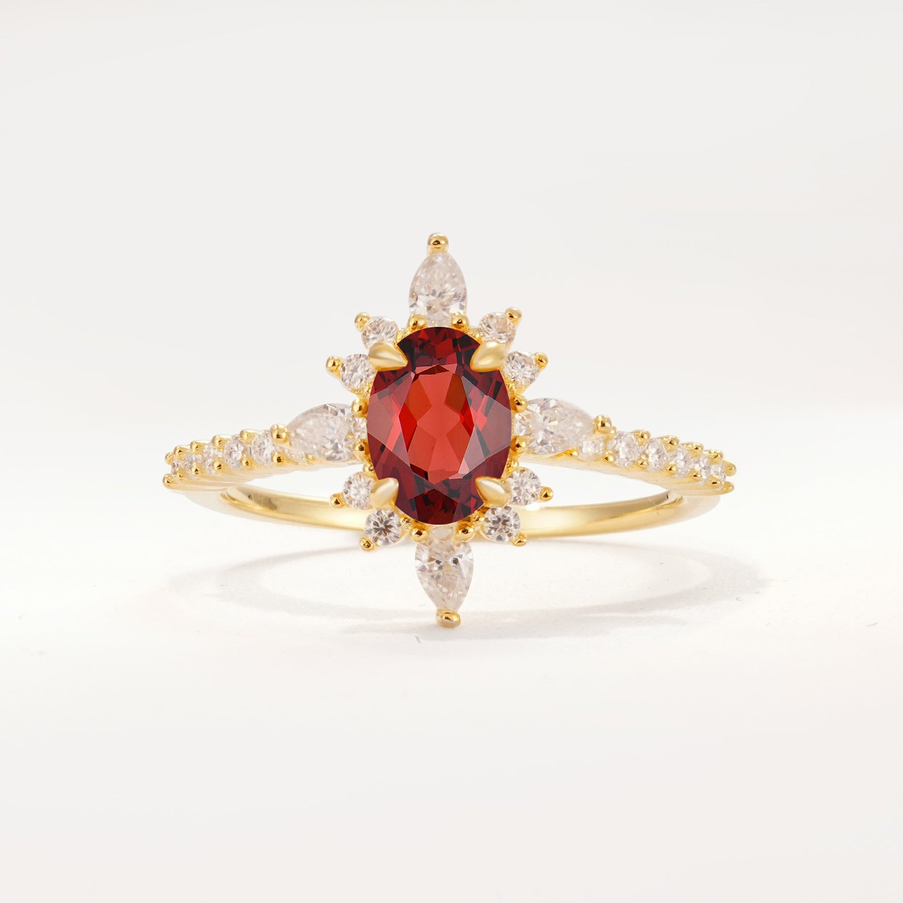 ML07058 Garnet Ring - Yellow-Gold