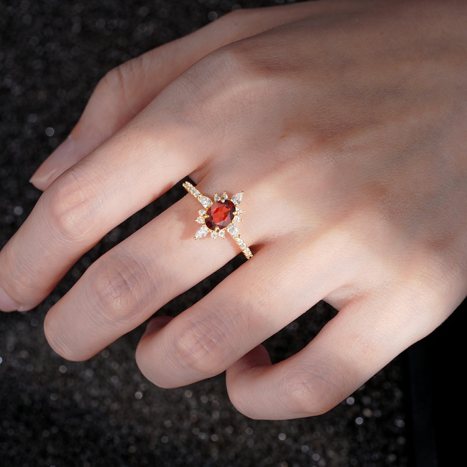 ML07058 Garnet Ring - Rose-Gold