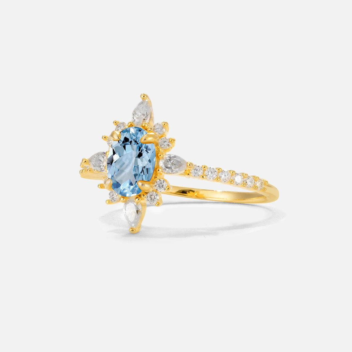 ML07058 Aquamarine Ring - White-Gold