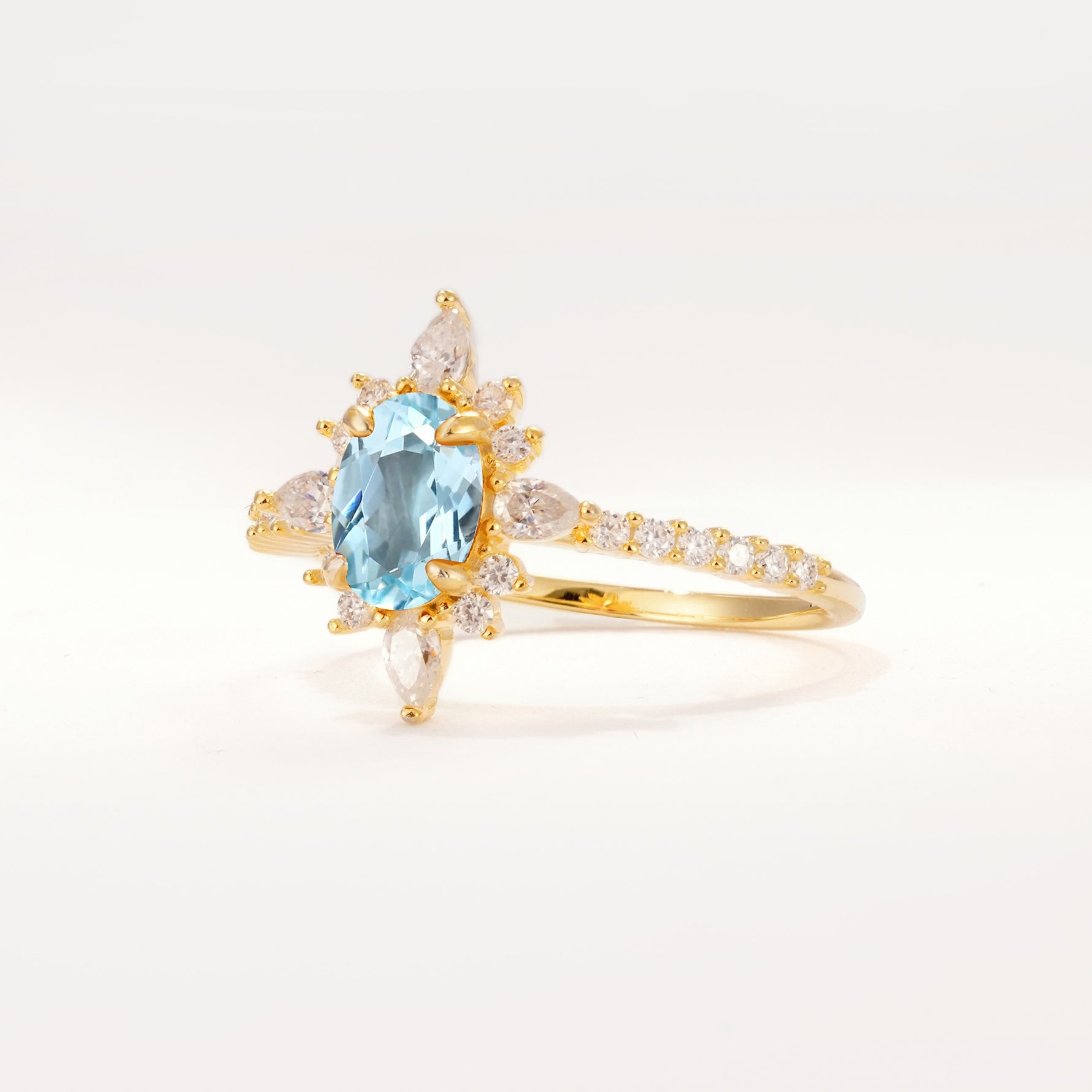 ML07058 Aquamarine Ring - White-Gold
