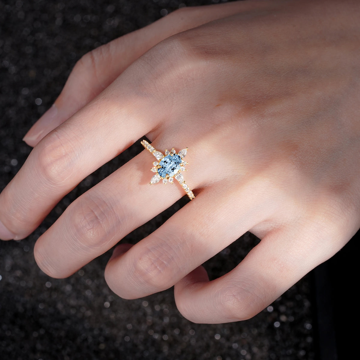 ML07058 Aquamarine Ring - Rose-Gold