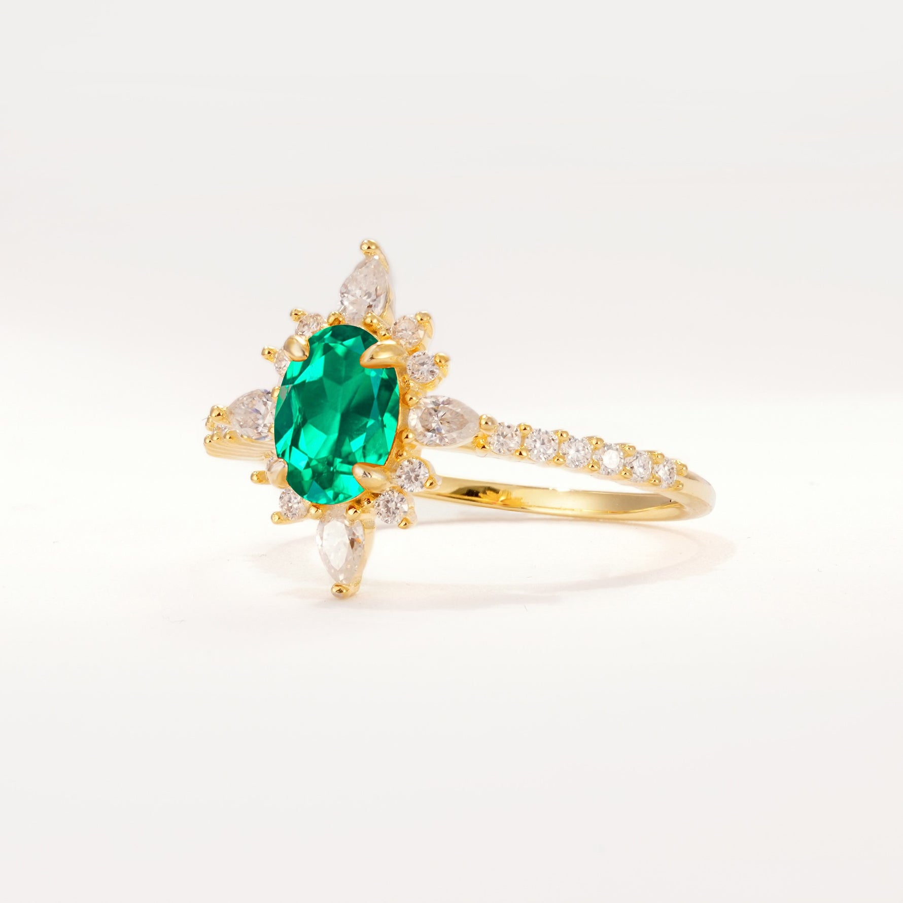 ML07058 Emerald Ring - White-Gold
