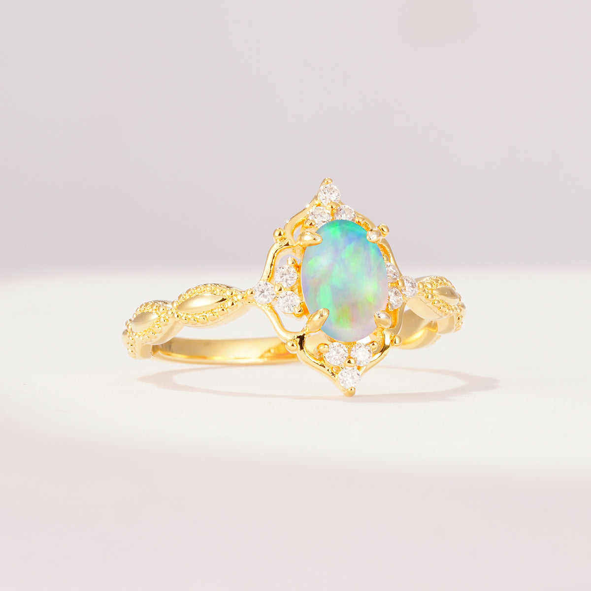 ML07059 Fire Opal Ring - White-Gold