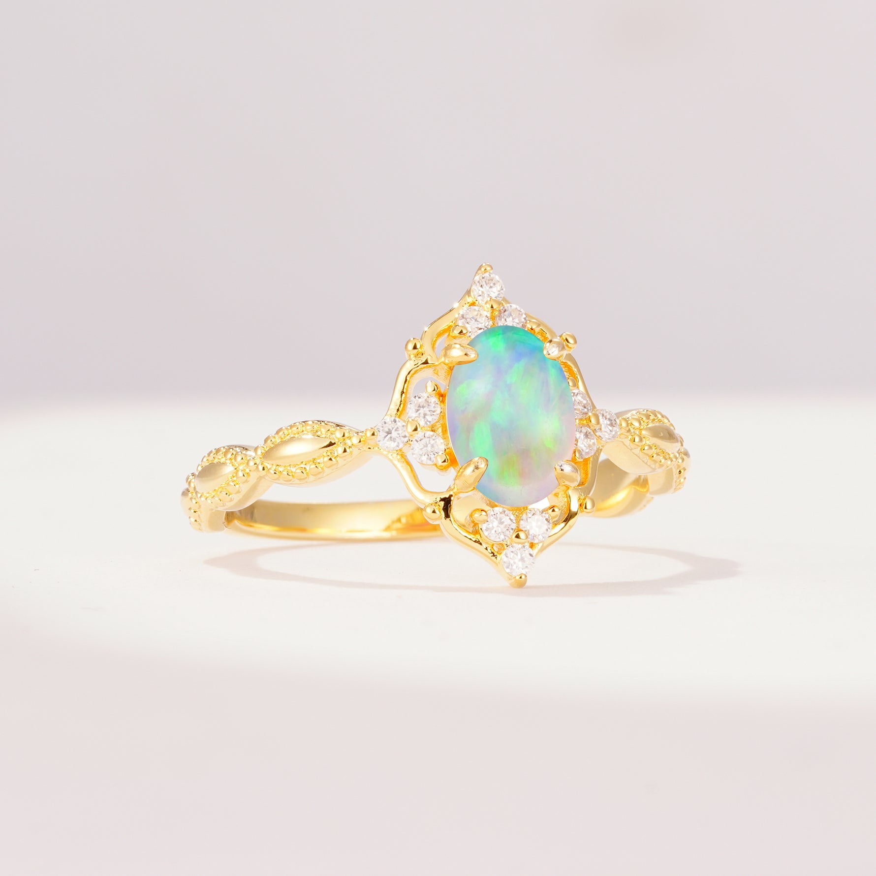 ML07059 Fire Opal Ring - White-Gold