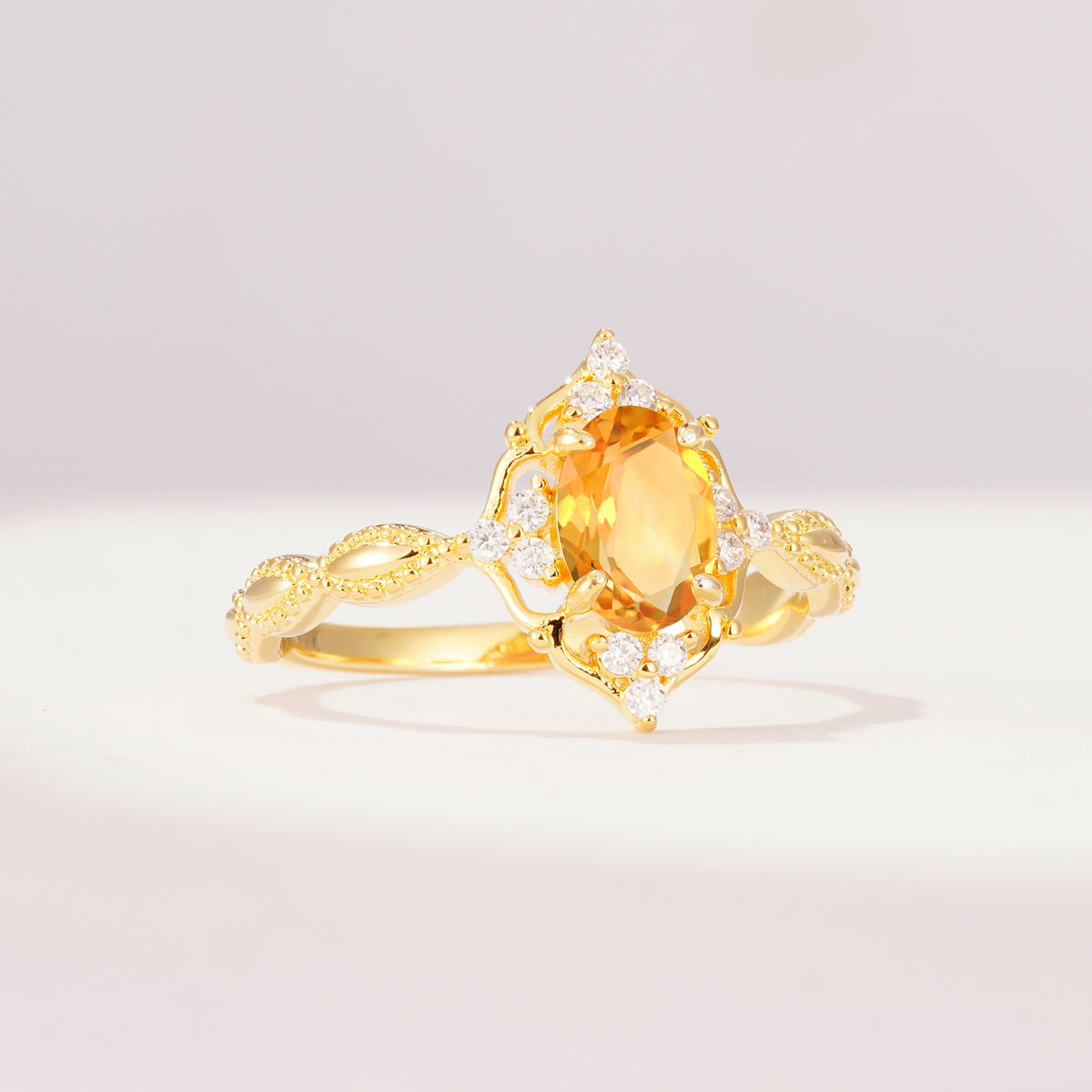 ML07059 Citrine Ring - White-Gold