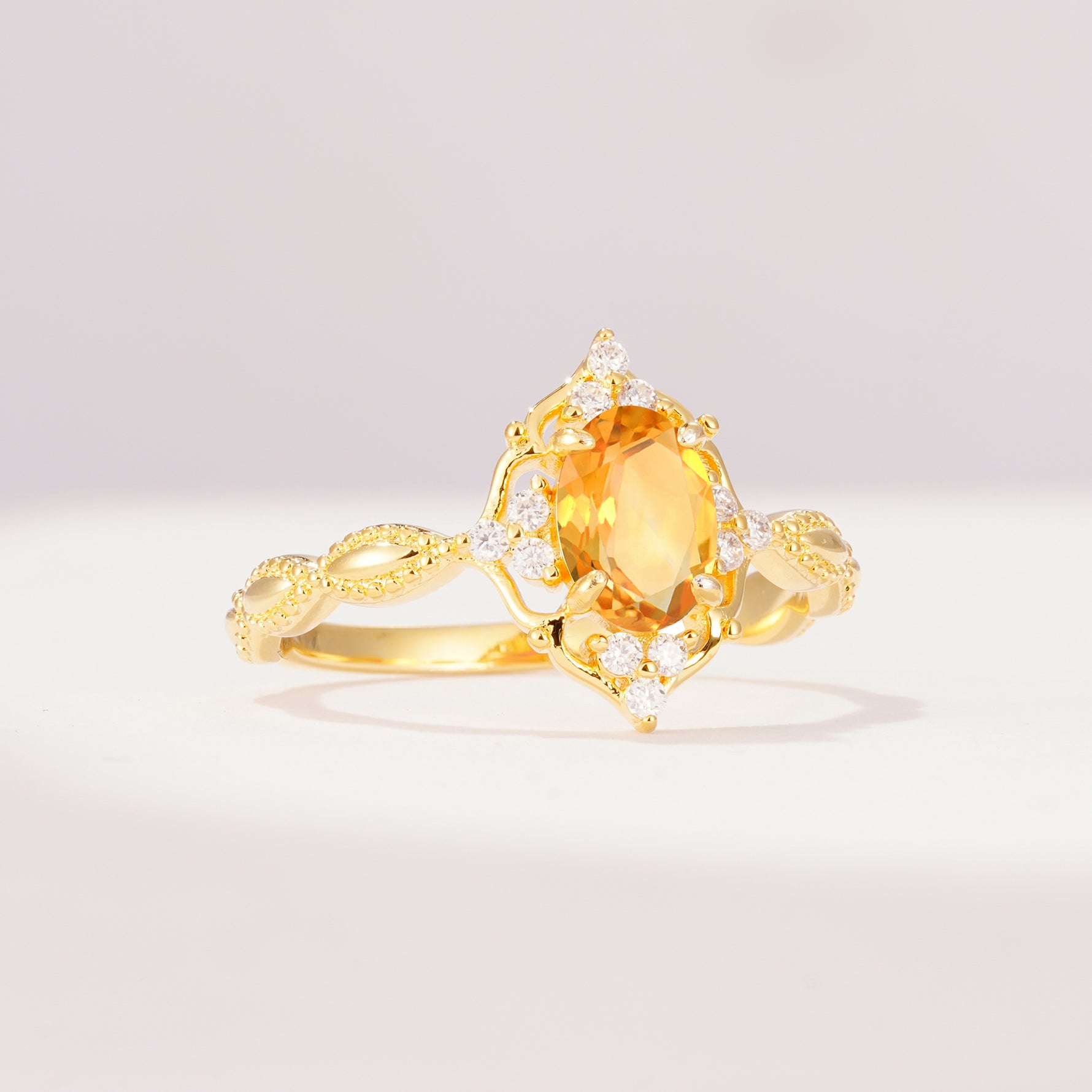 ML07059 Citrine Ring - White-Gold