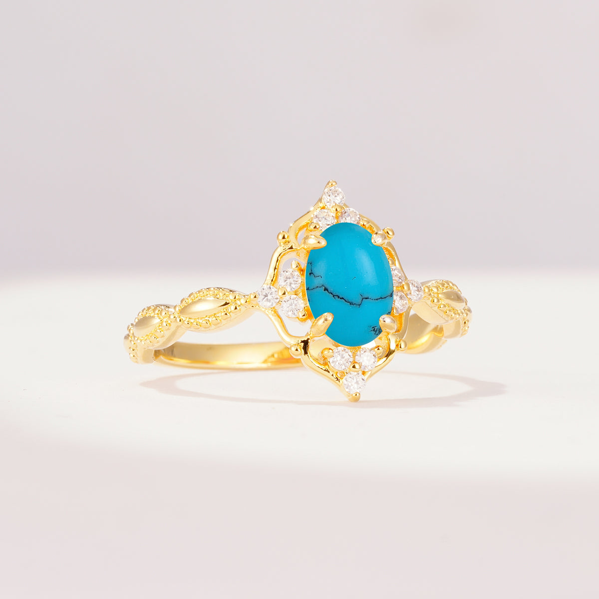 ML07059 Turquoise Ring - White-Gold