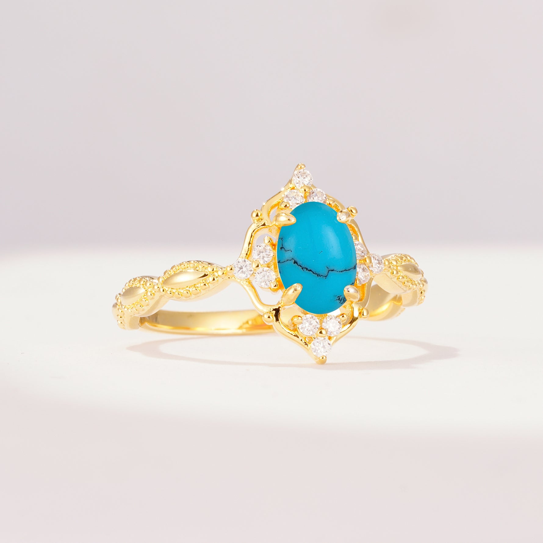 ML07059 Turquoise Ring - White-Gold