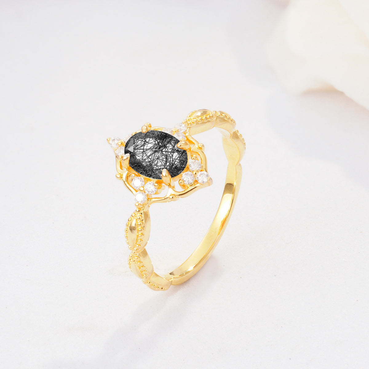 ML07059 Black Rutilated Quartz Ring - Additional view