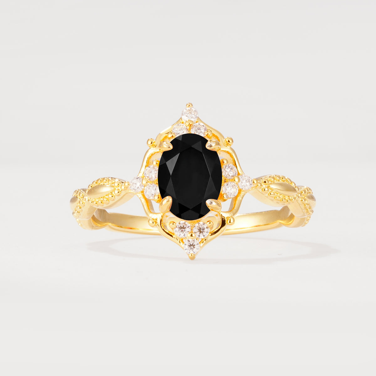 ML07059 Black Onyx Ring - Yellow-Gold