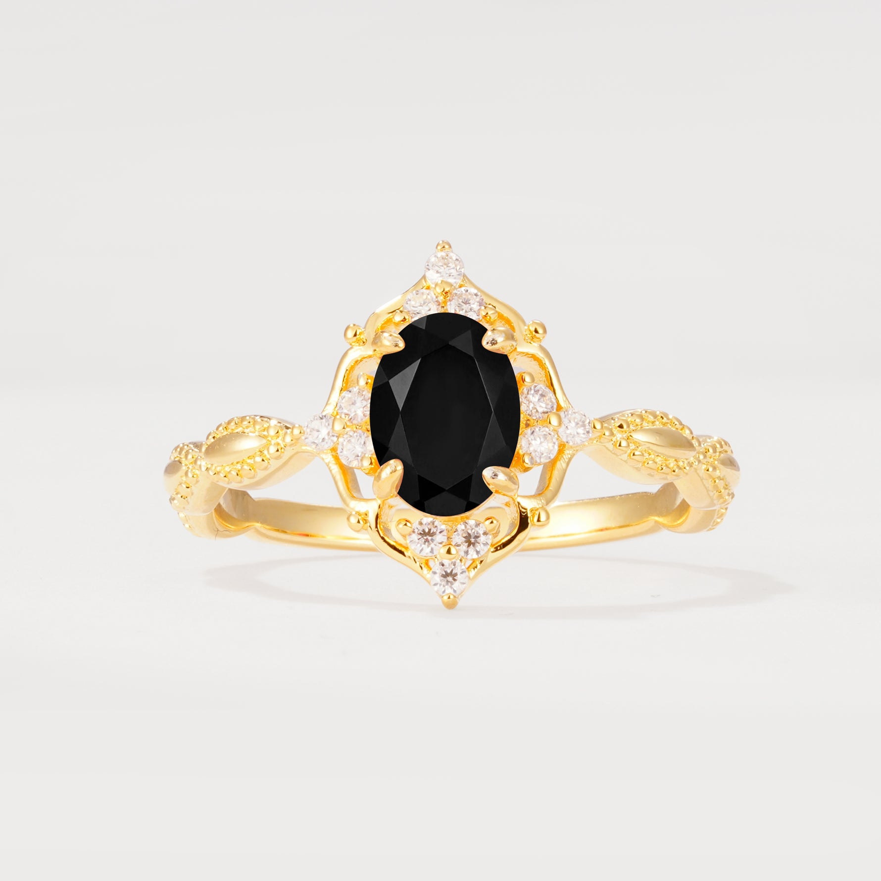 ML07059 Black Onyx Ring - Yellow-Gold