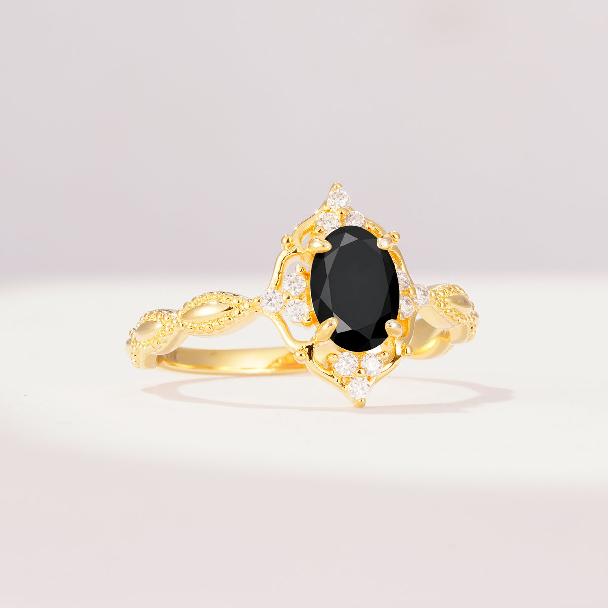 ML07059 Black Onyx Ring - White-Gold