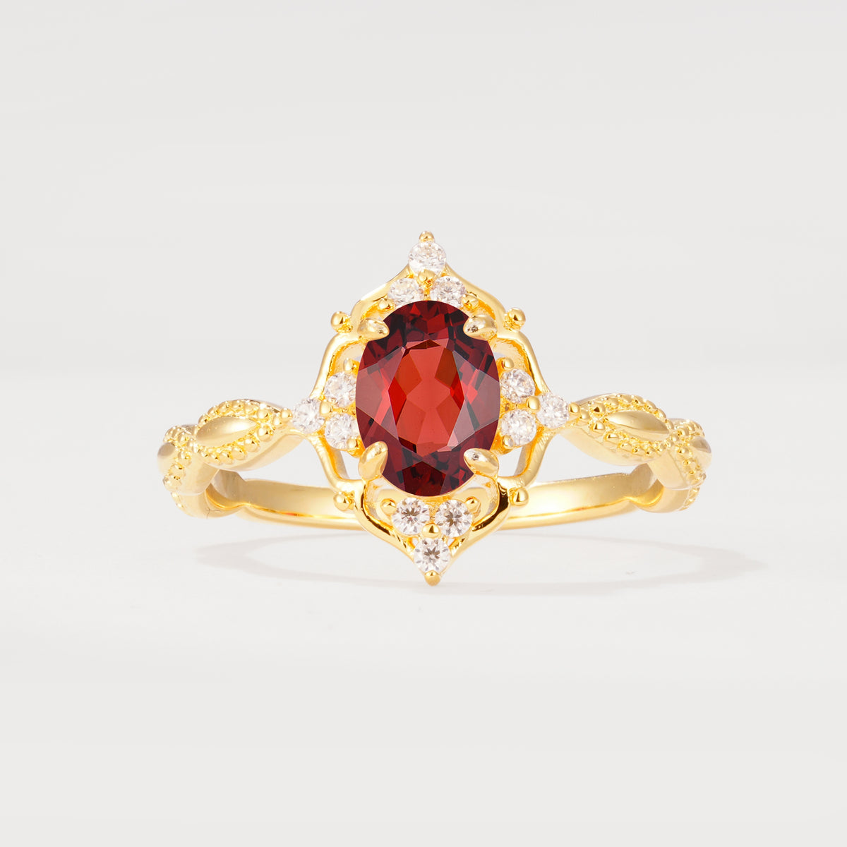 ML07059 Garnet Ring - Yellow-Gold