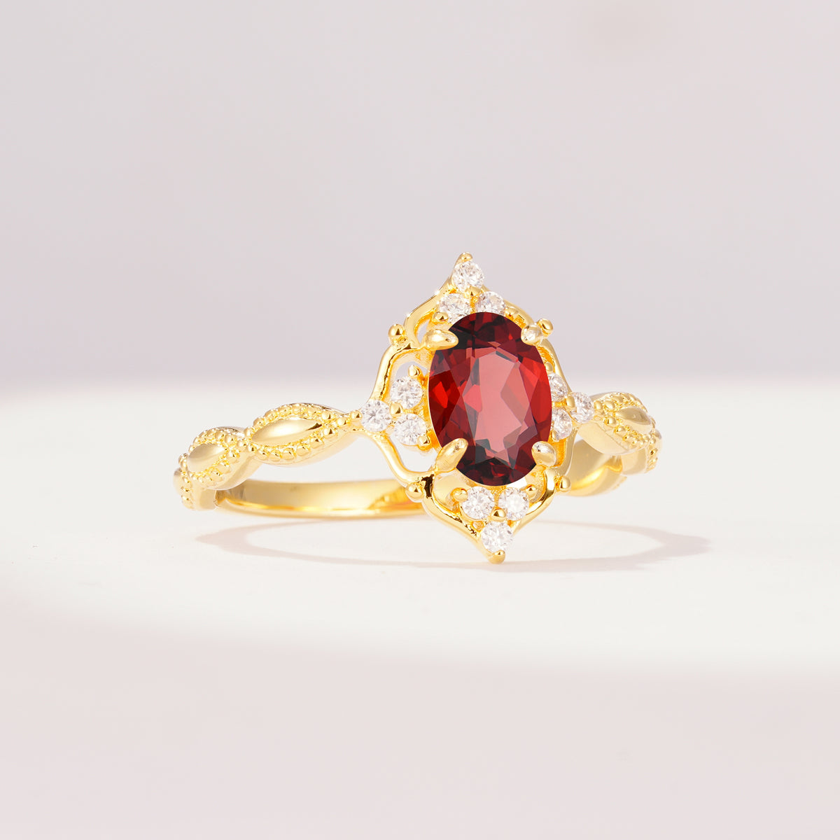 ML07059 Garnet Ring - White-Gold