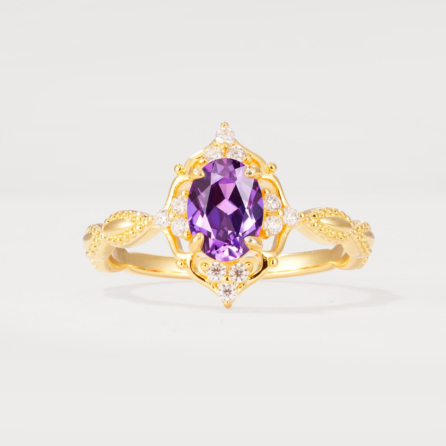ML07059 Amethyst Ring - Yellow-Gold