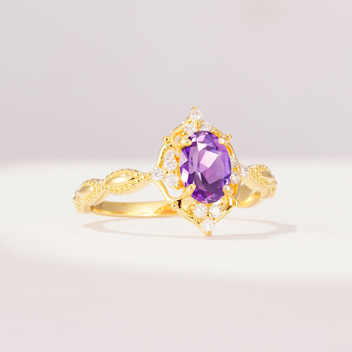 ML07059 Amethyst Ring - White-Gold