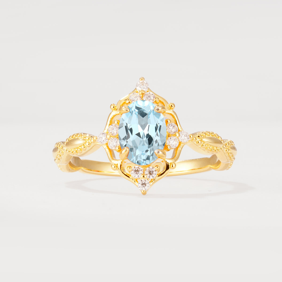 ML07059 Aquamarine Ring - Yellow-Gold