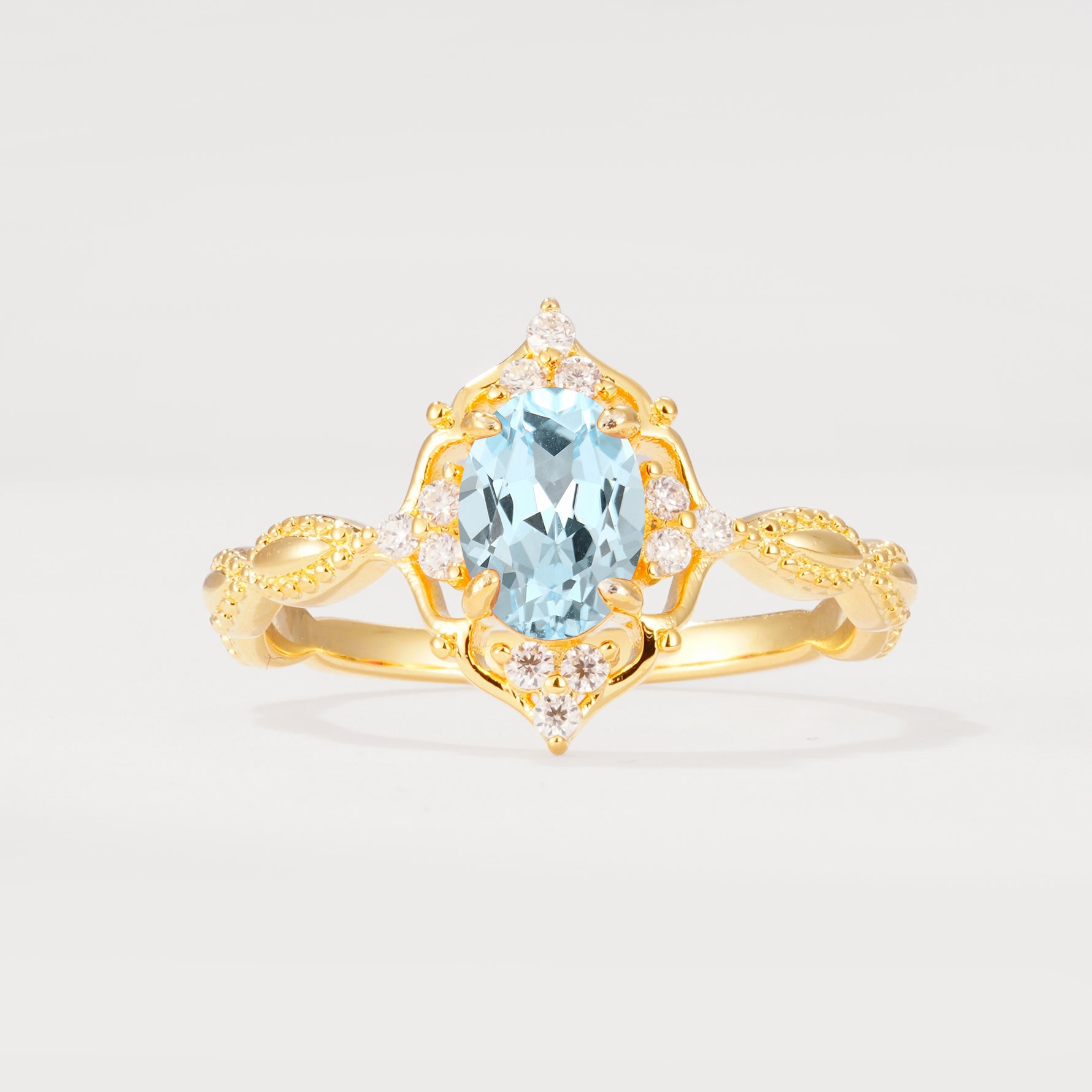ML07059 Aquamarine Ring - Yellow-Gold