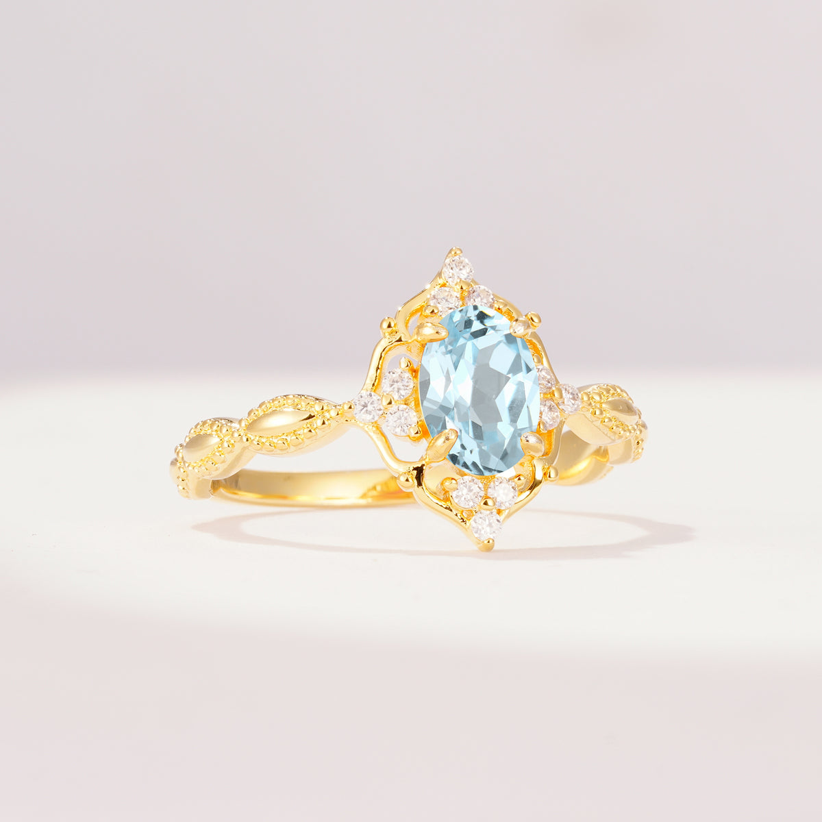 ML07059 Aquamarine Ring - White-Gold