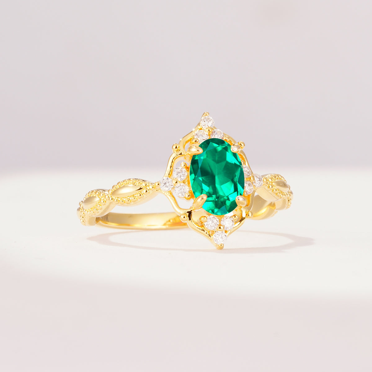 ML07059 Emerald Ring - White-Gold