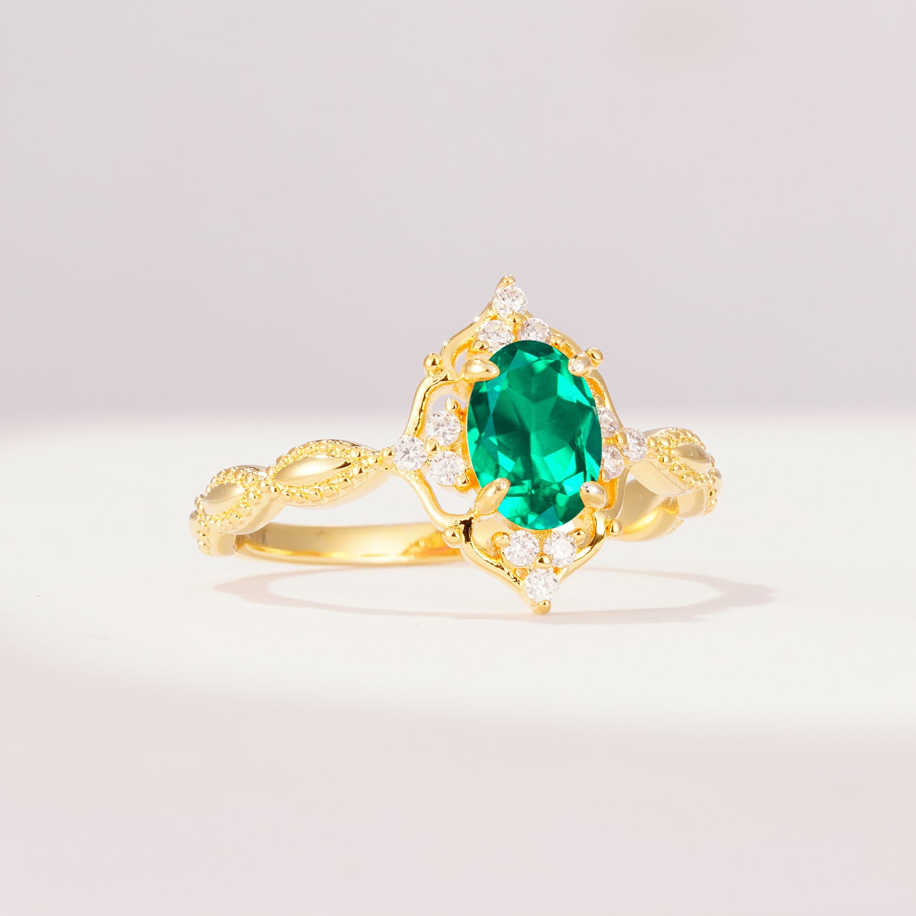 ML07059 Emerald Ring - White-Gold