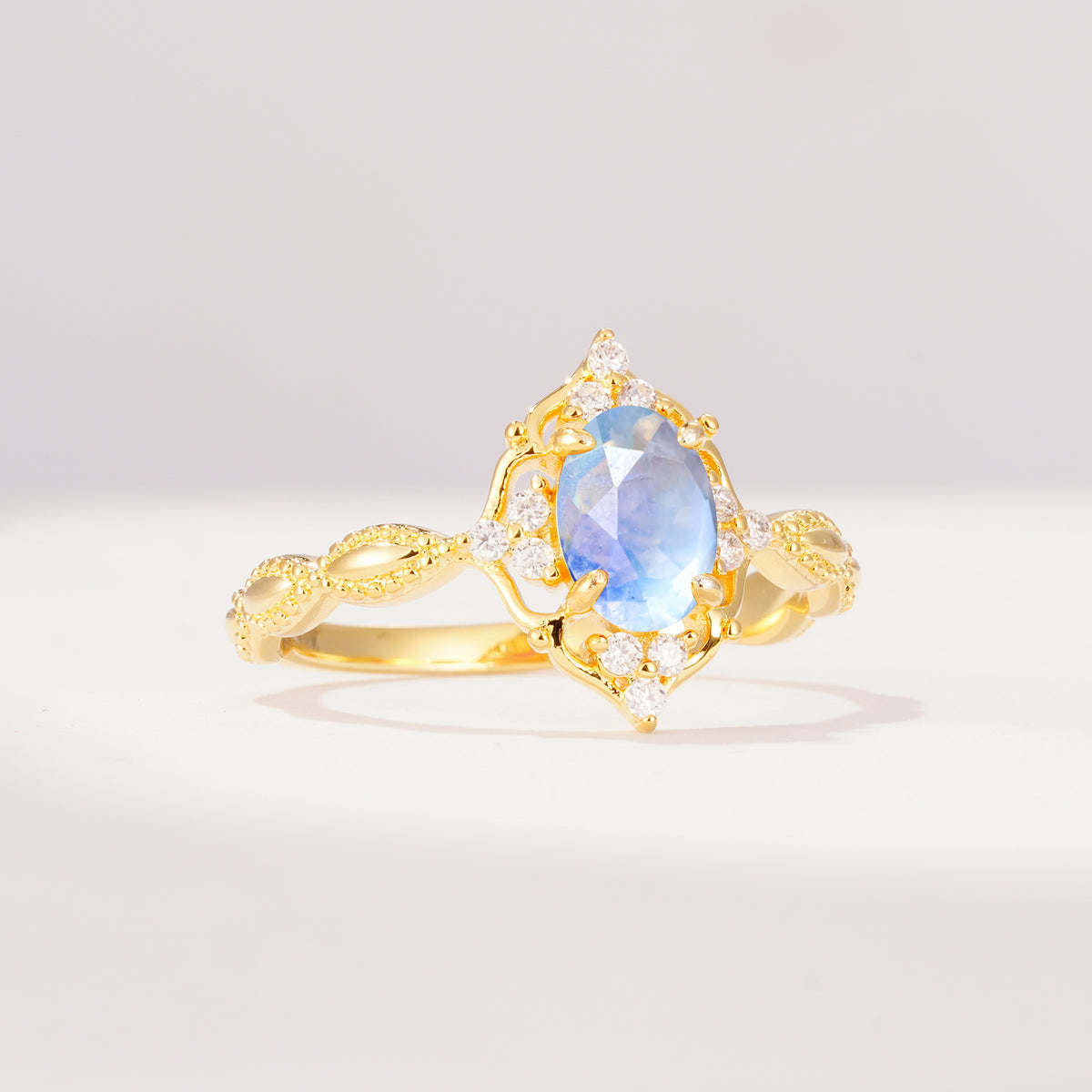 ML07059 Moonstone Ring - White-Gold