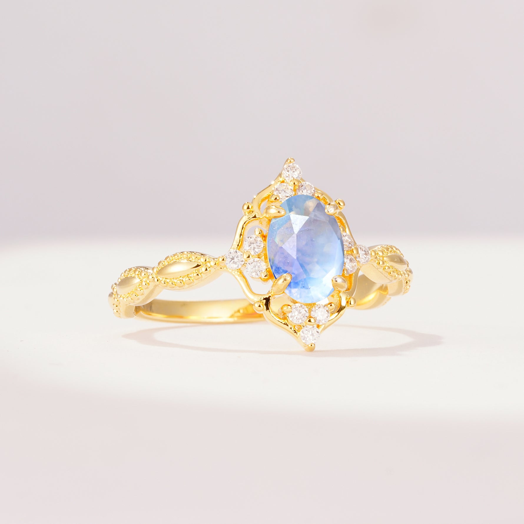 ML07059 Moonstone Ring - White-Gold