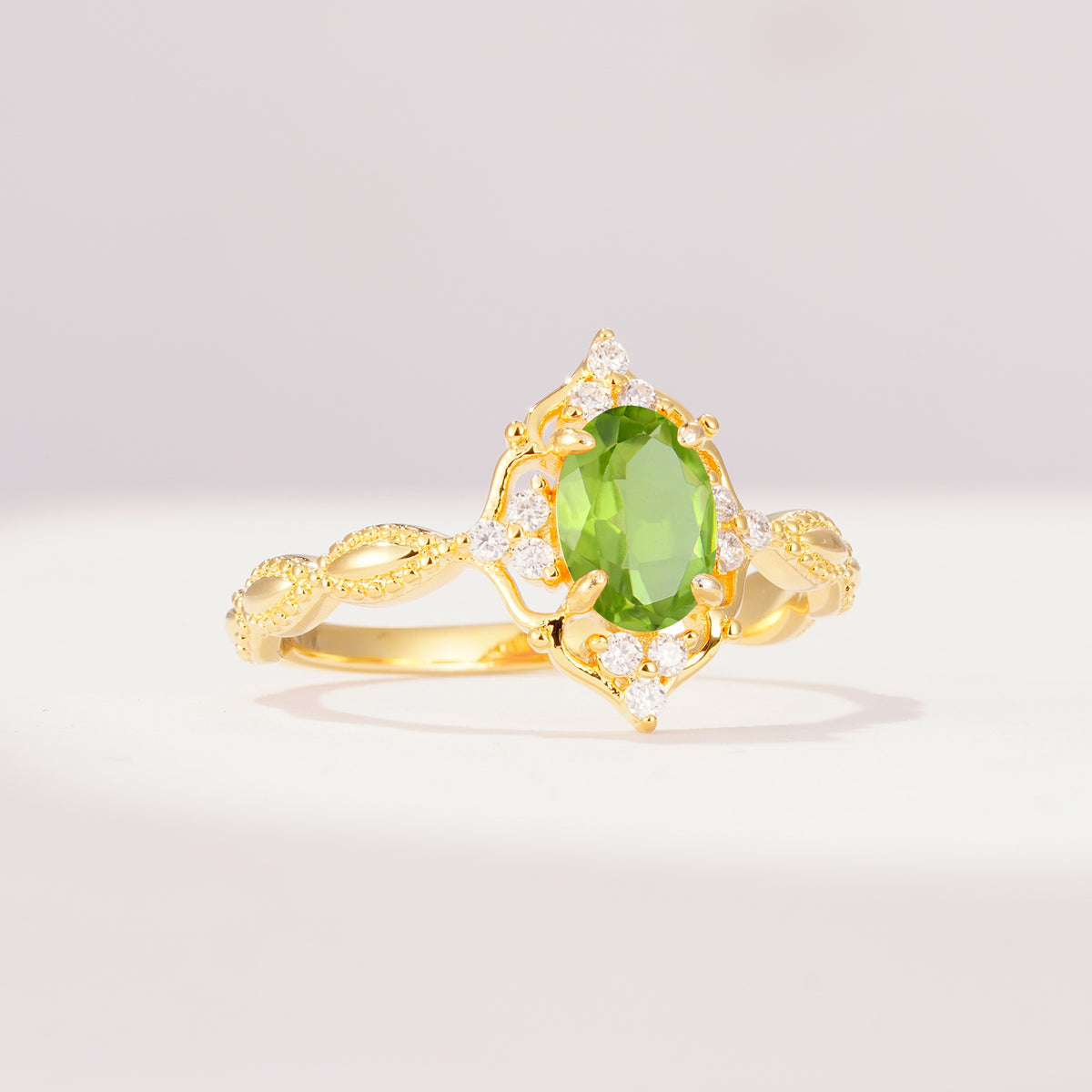 ML07059 Peridot Ring - White-Gold