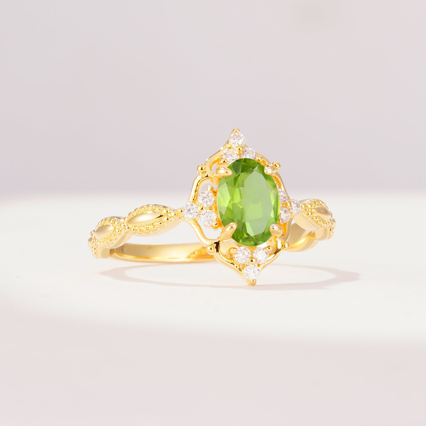 ML07059 Peridot Ring - White-Gold