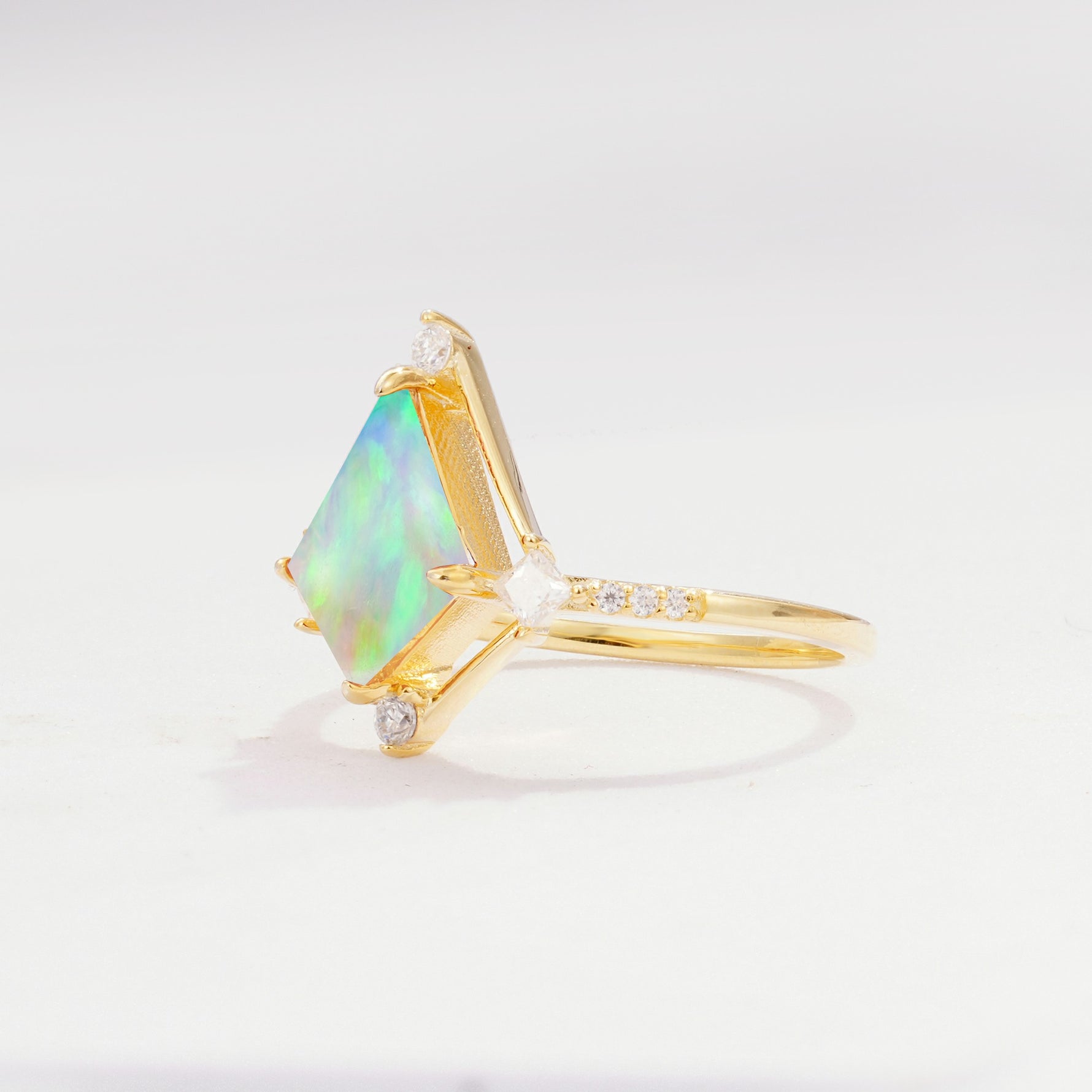 ML07060 Fire Opal Ring - White-Gold
