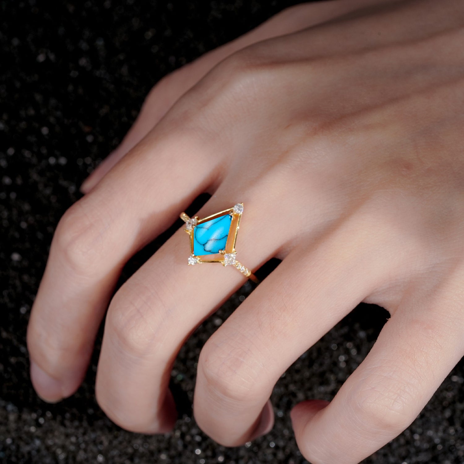 ML07060 Turquoise Ring - Rose-Gold