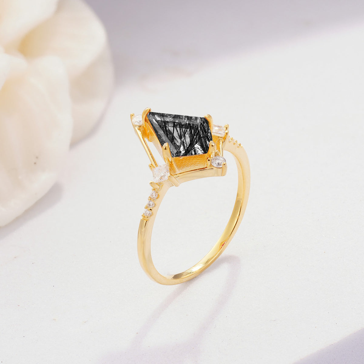 ML07060 Black Rutilated Quartz Ring - Additional view