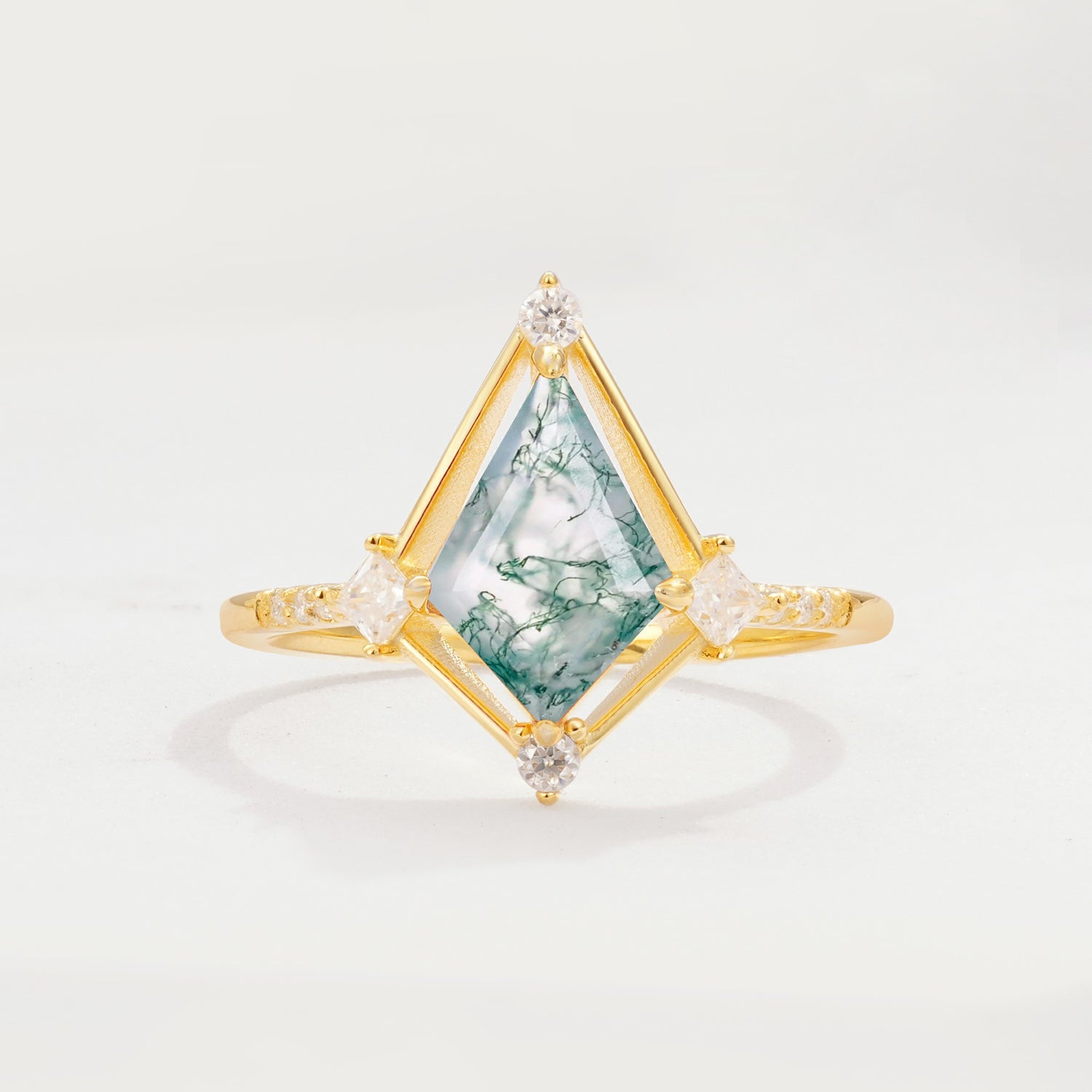 ML07060 Moss Agate Ring - Yellow-Gold