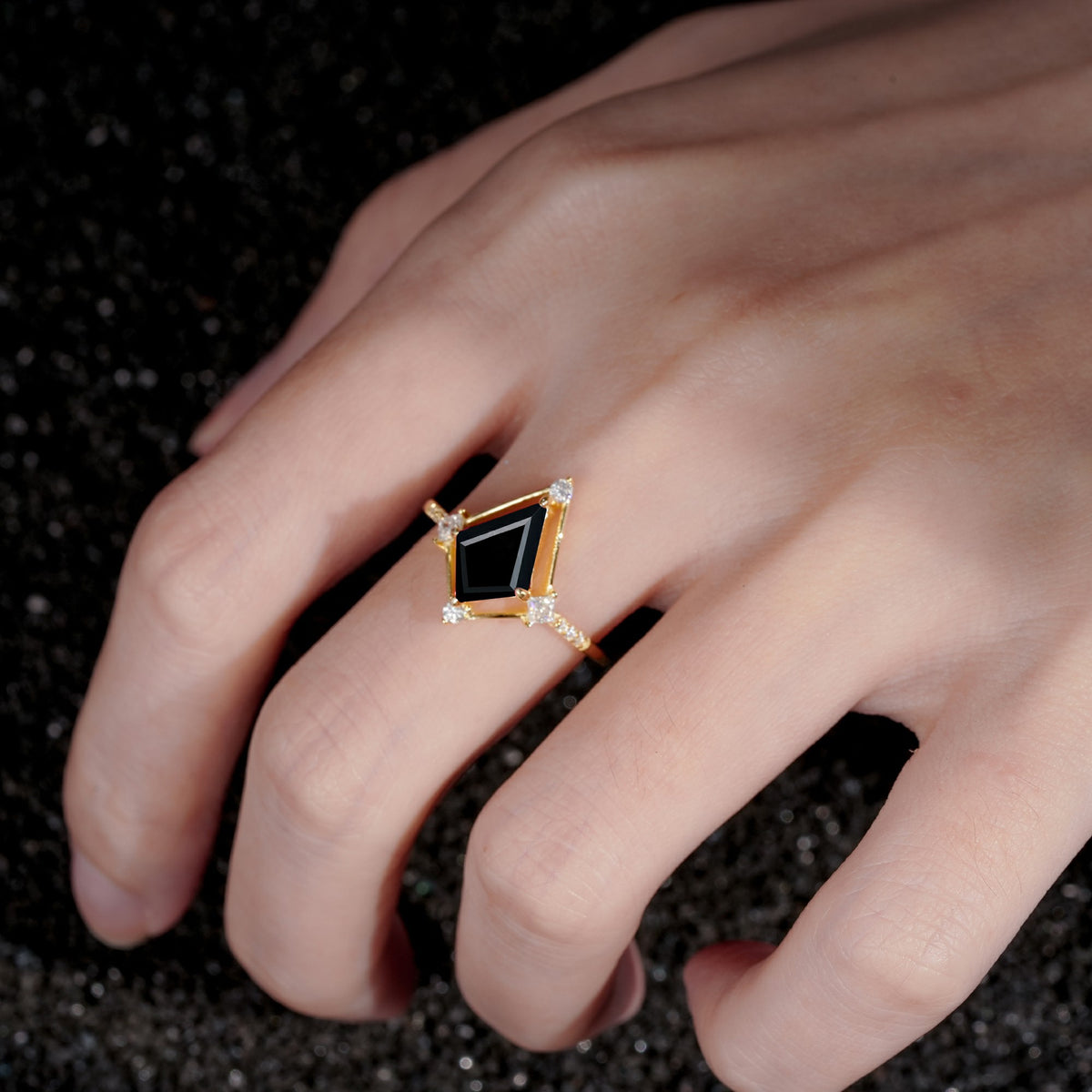 ML07060 Black Onyx Ring - Rose-Gold