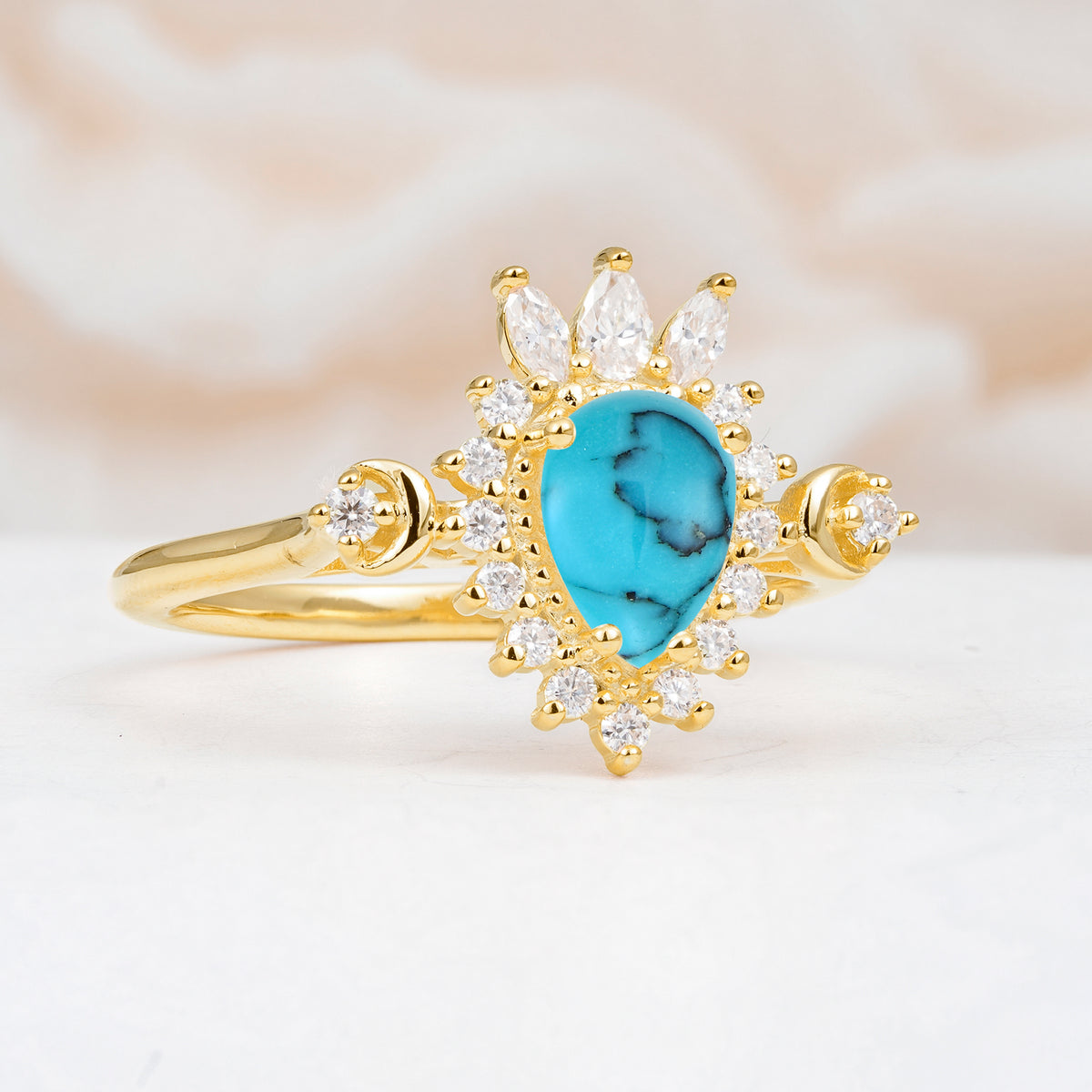 ML07061 Turquoise Ring - White-Gold