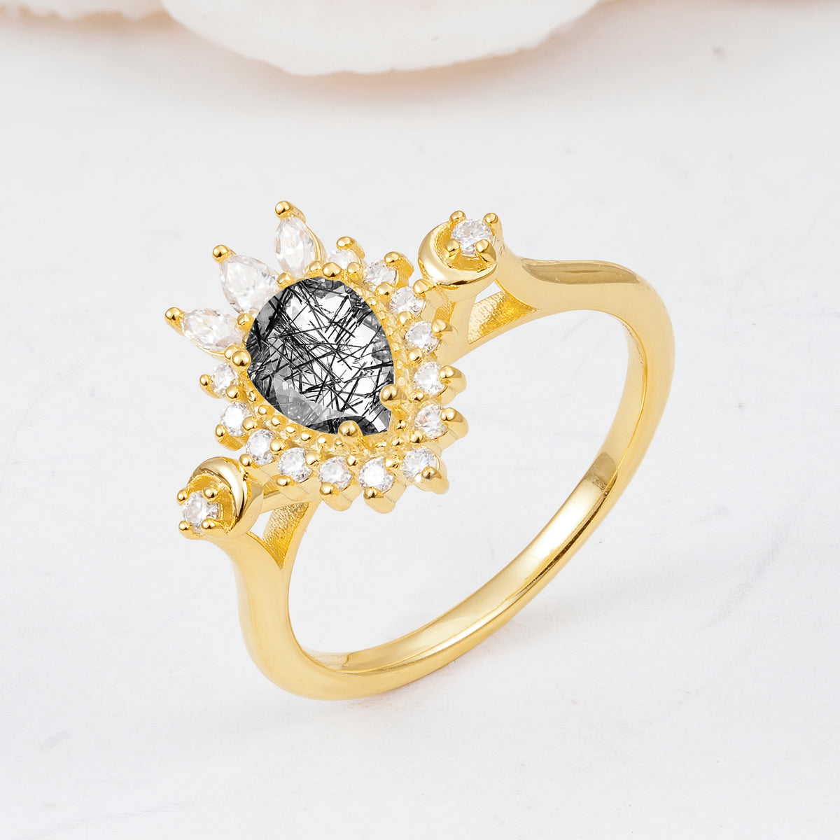 ML07061 Black Rutilated Quartz Ring - Additional view