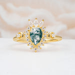 ML07061 Moss Agate Ring - Yellow-Gold