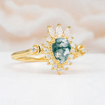 ML07061 Moss Agate Ring - White-Gold