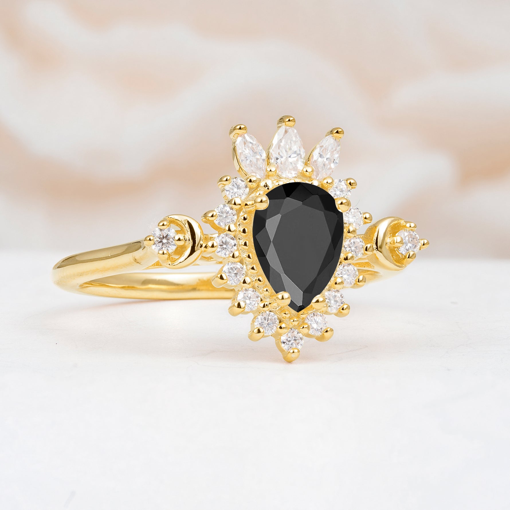 ML07061 Black Onyx Ring - White-Gold