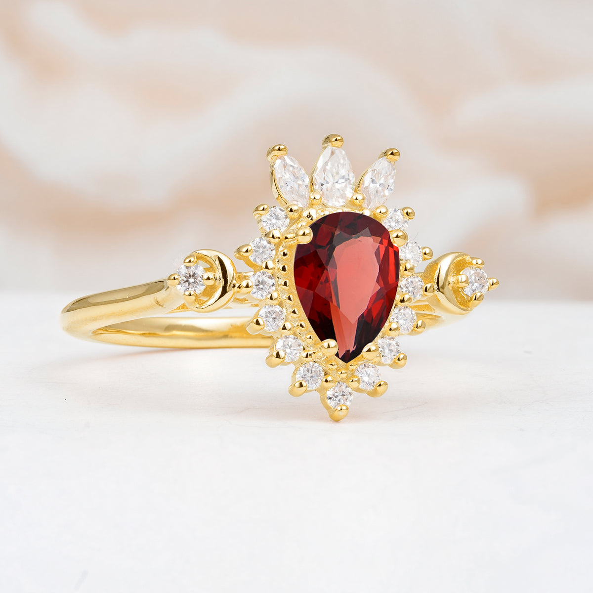 ML07061 Garnet Ring - White-Gold