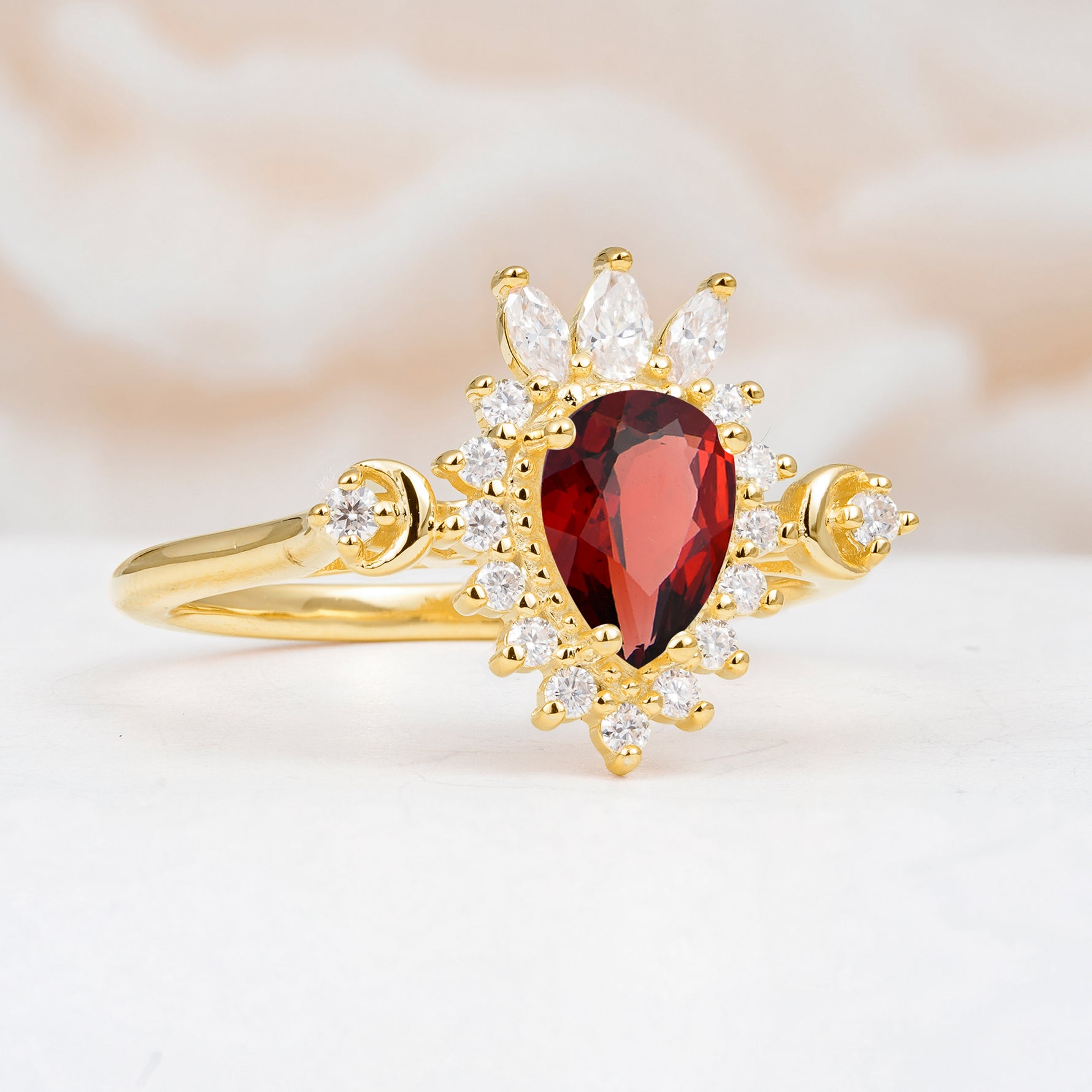 ML07061 Garnet Ring - White-Gold